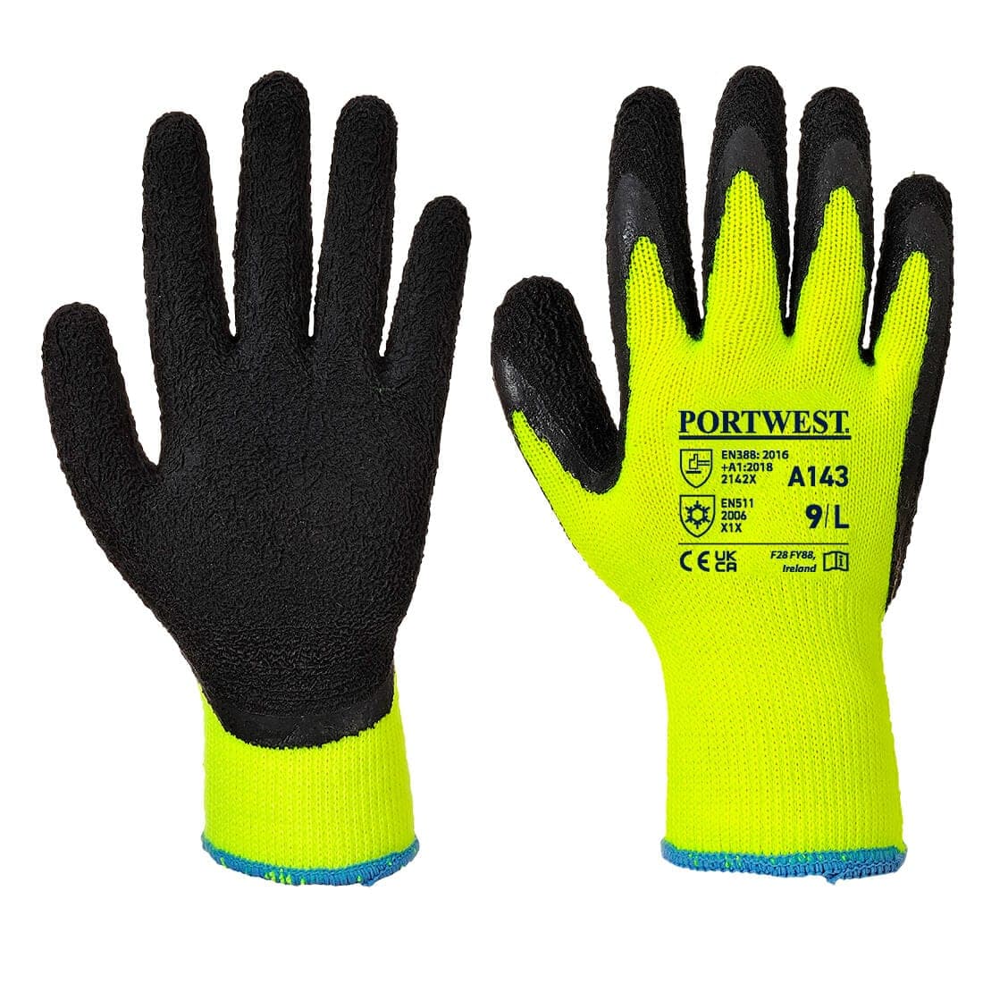 Cold 10 Latex Foam Glove in Yellow/Black