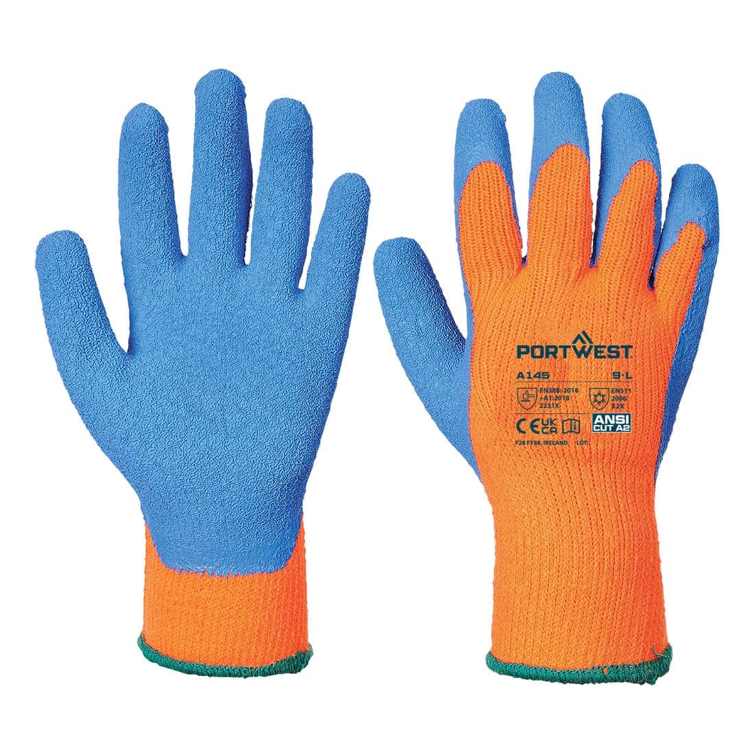 Cold 7 Latex Crinkle Glove in Orange/Blue