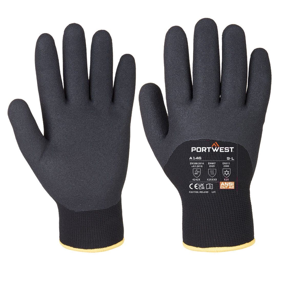 Cold 15 Nitrile Sandy 3/4 Dipped Glove in Black