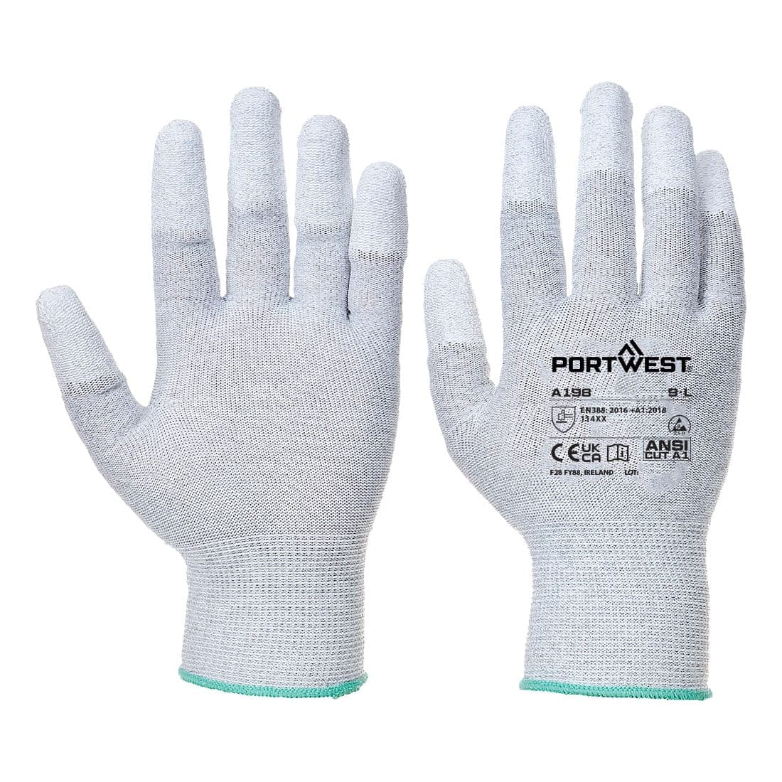 ESD 13 PU Fingertip Glove in Grey