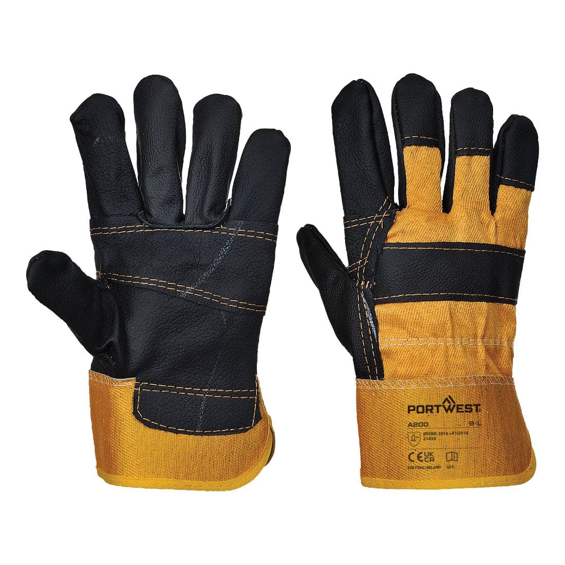 Leather Rigger 270 Cow Grain Palm Bar Glove in Yellow