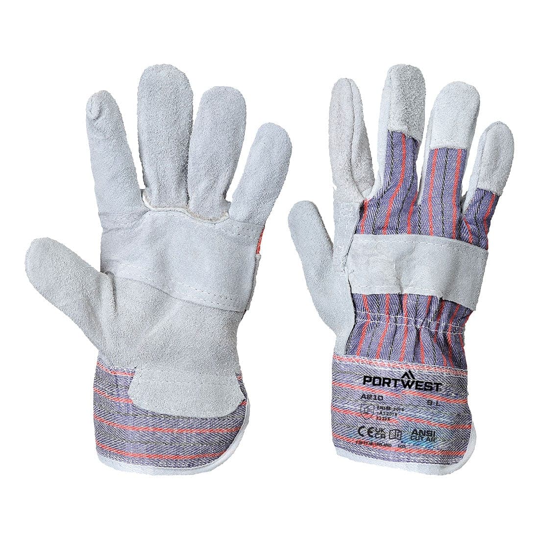 Leather Rigger 260 Cow Split Palm Bar Glove in Grey