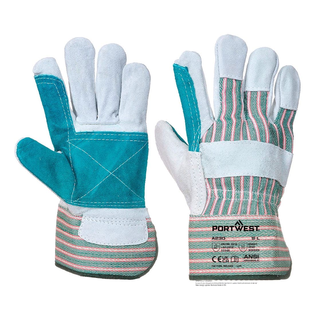 Leather Rigger 365 Cow Split Reinforced Palm Glove in Grey