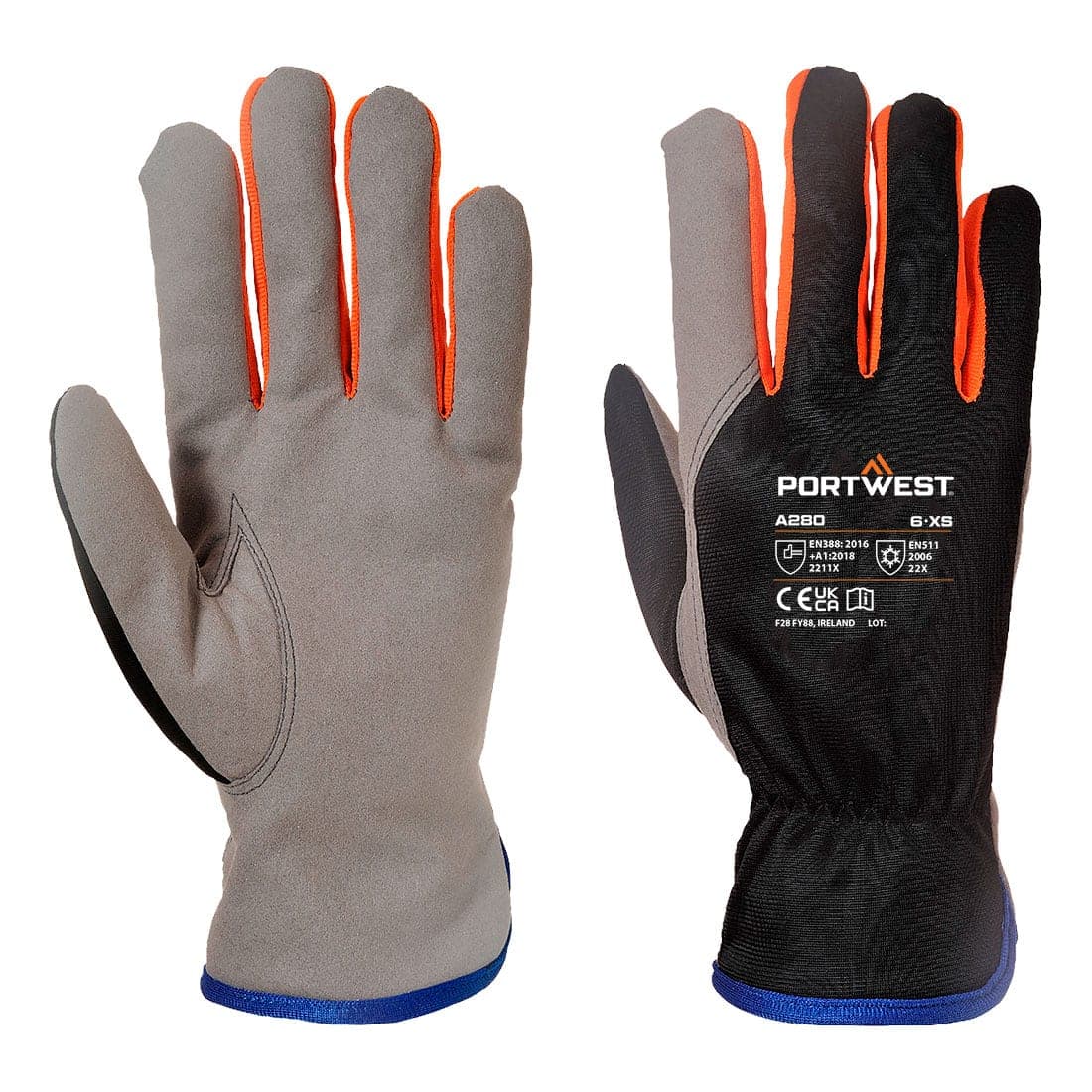 Cold 240 Synthetic Leather Mechanical Glove in Black/Orange