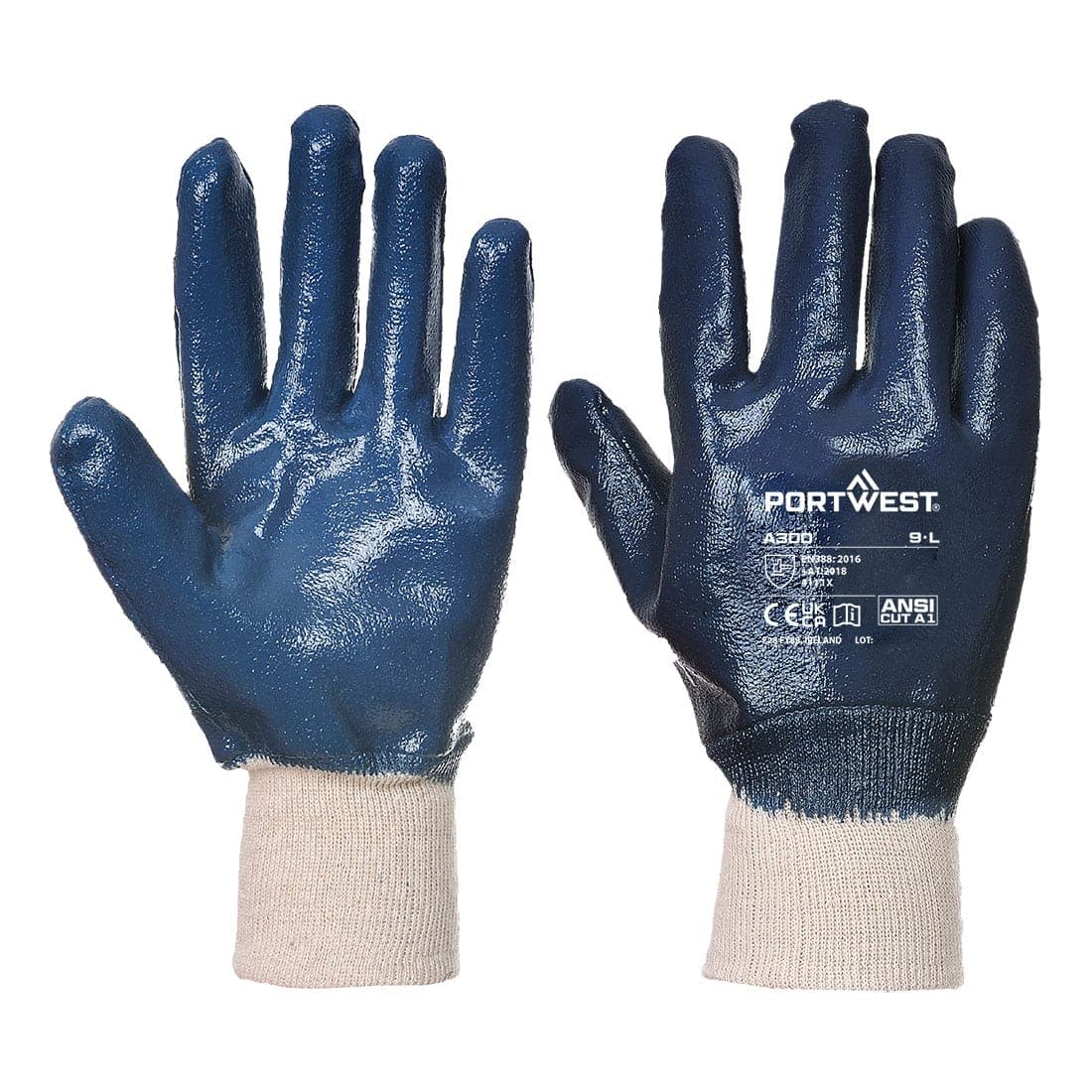 Grip 12 Nitrile Full Dipped Knitwrist Glove in Navy