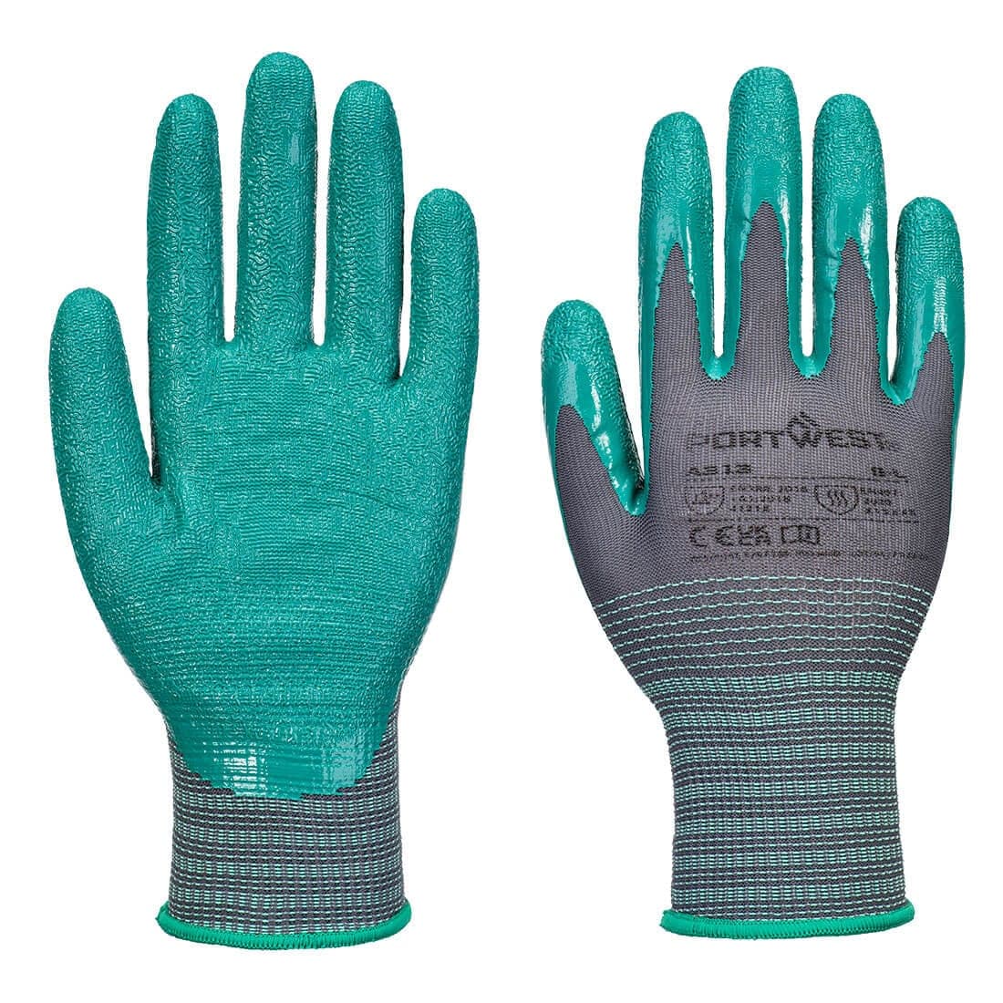 Grip 15 Nitrile Crinkle Glove (Pk12) in Grey/Green