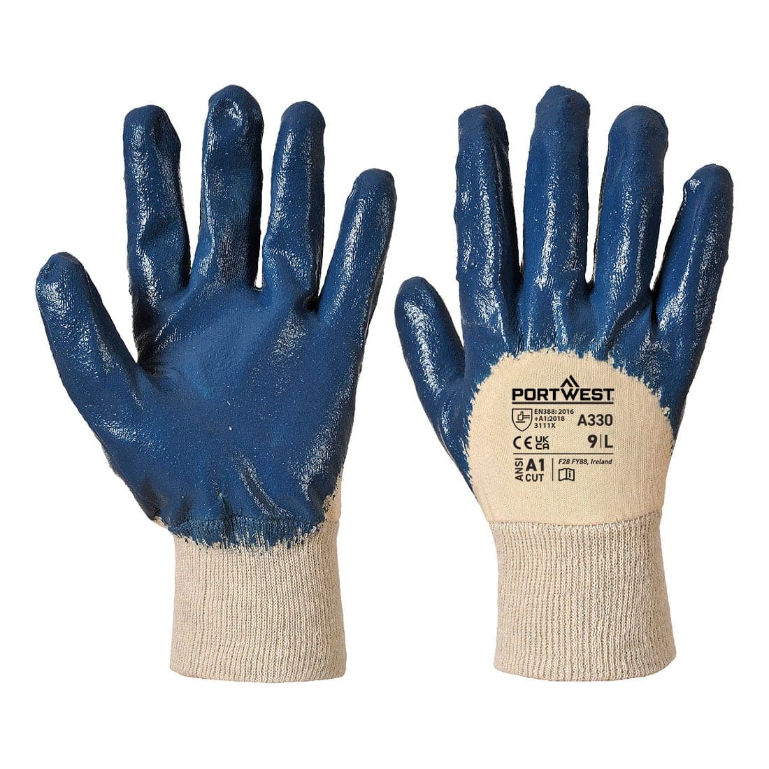 Grip 12 Nitrile Light Knitwrist Glove in Navy