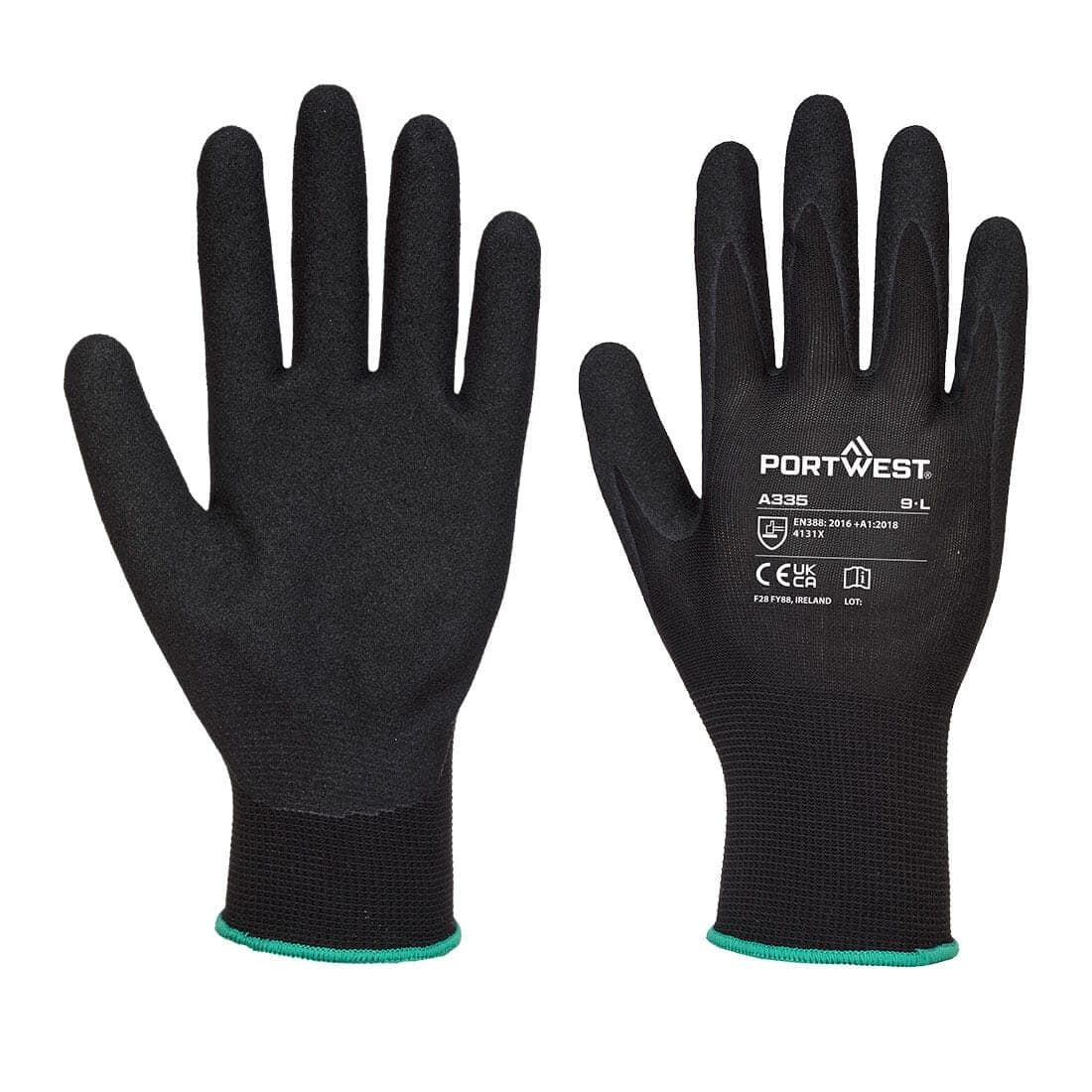 Grip 15 Polyester Nitrile Sandy Glove in Black
