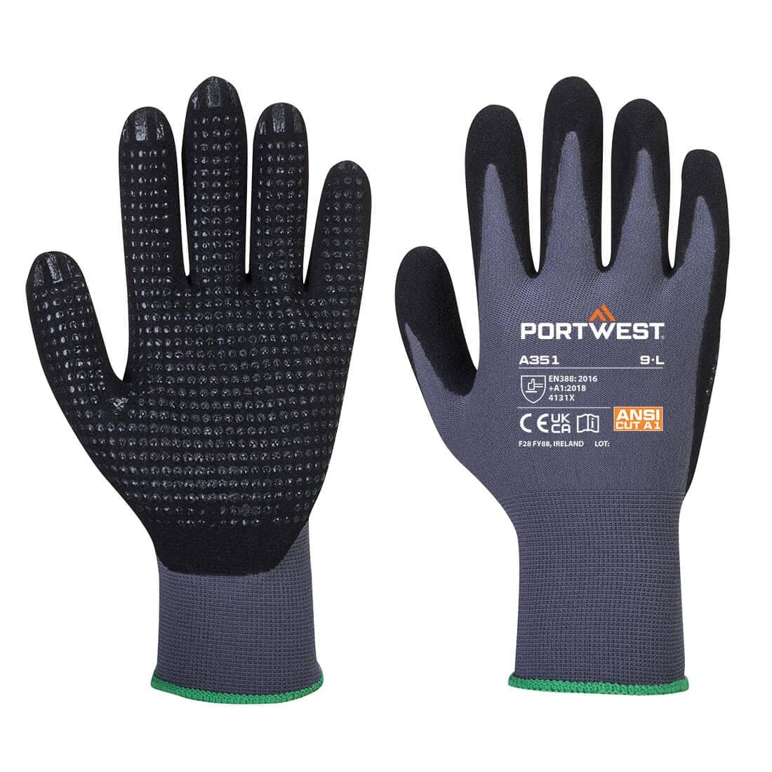 Grip 15 Nitrile Sandy Dotted Glove in Grey/Black