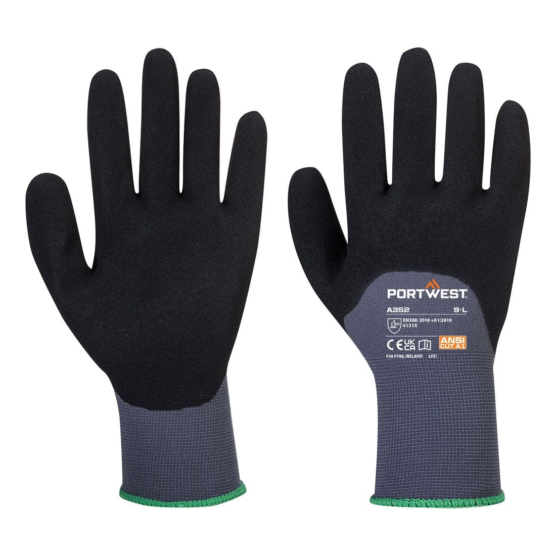 Grip 15 Nitrile Sandy 3/4 Palm Glove in Grey/Black
