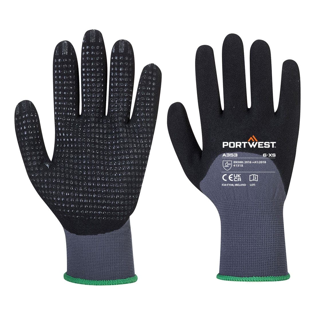 Grip 15 Nitrile Sandy 3/4 Palm Dotted Glove in Grey/Black