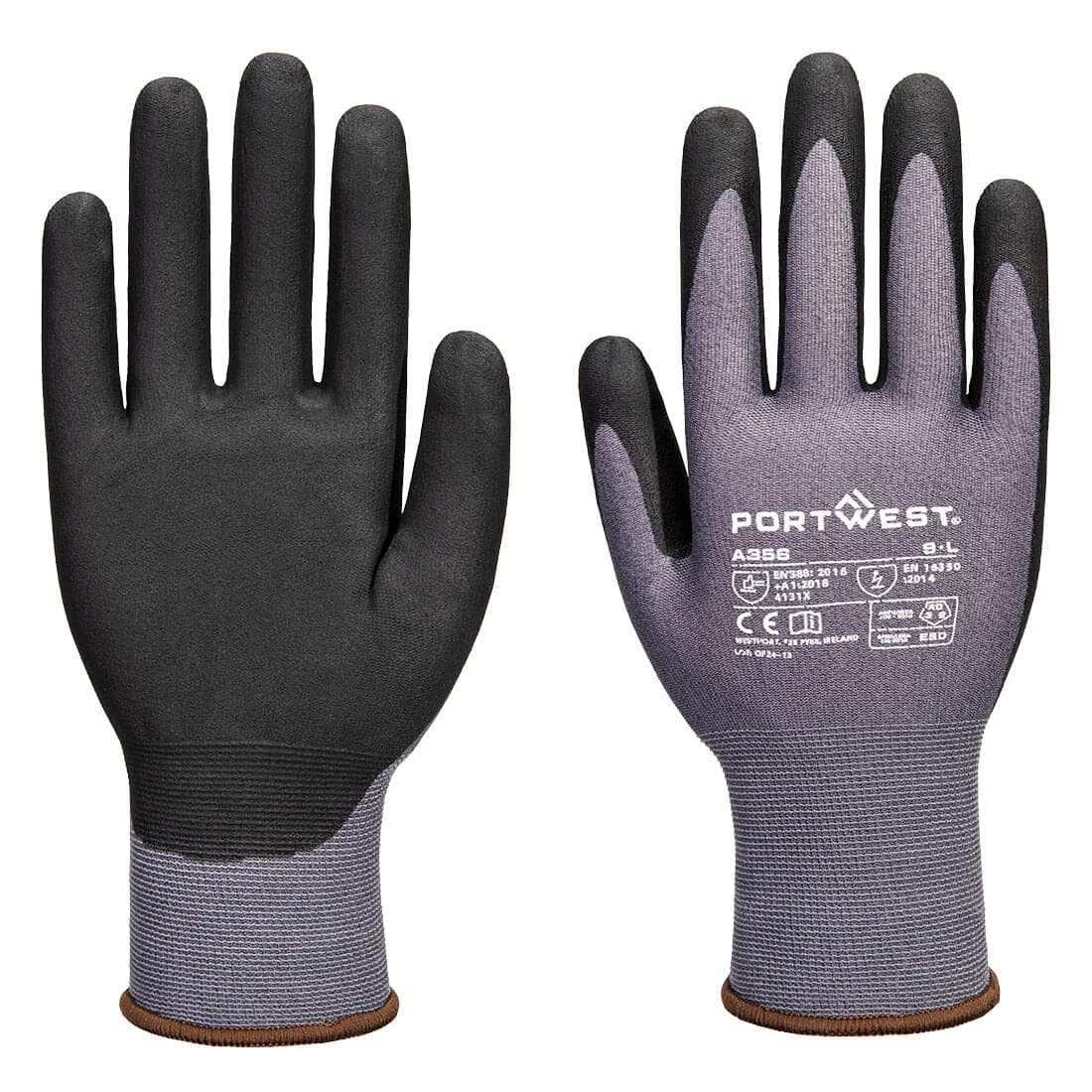 ESD 15 Nitrile Essential Glove (Pk12) in Grey/Black
