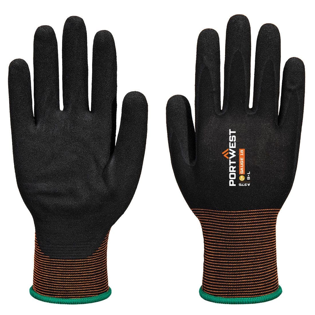 GP Grip 18 Nitrile Smooth/Sandy Glove in Black
