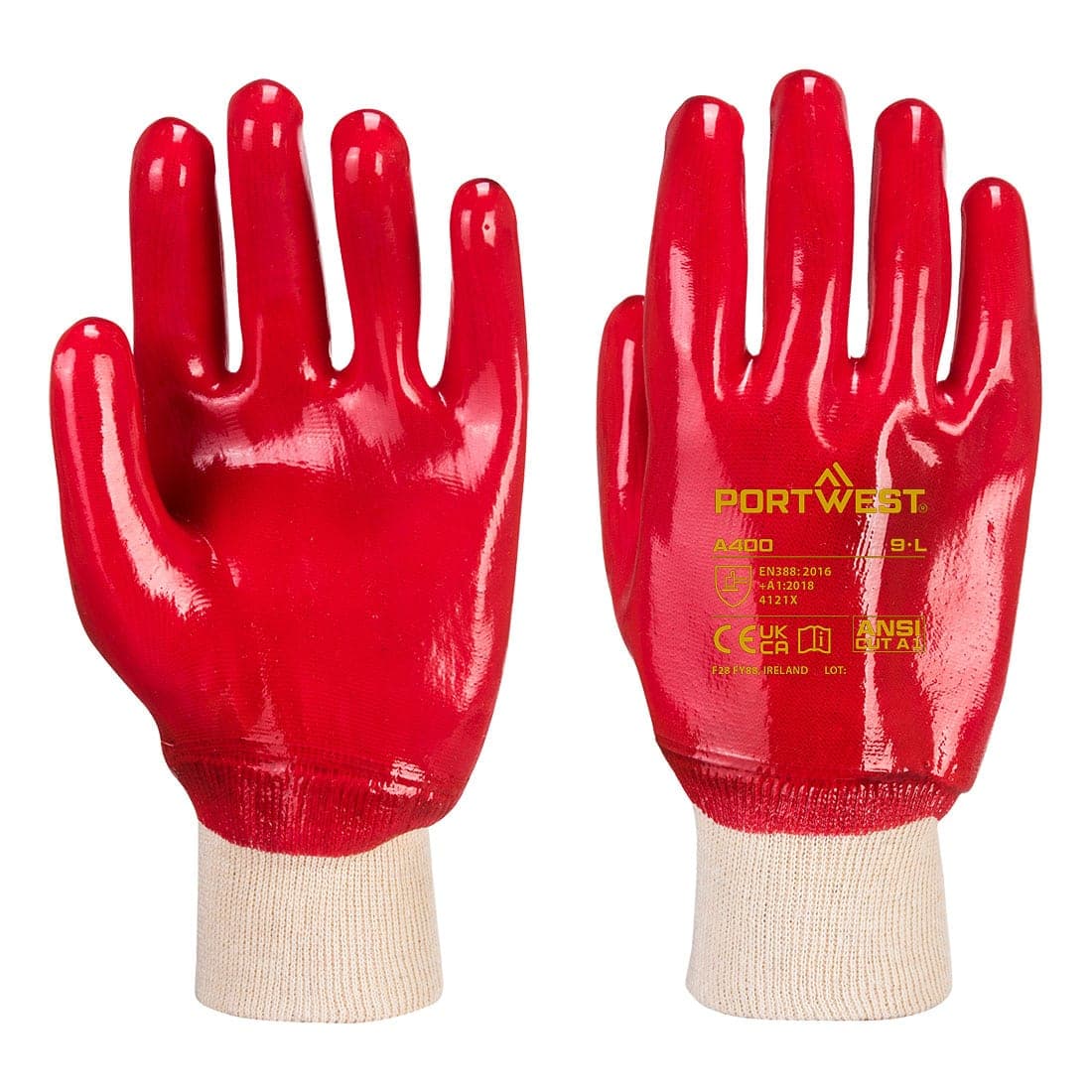 Grip PVC Knitwrist in Red