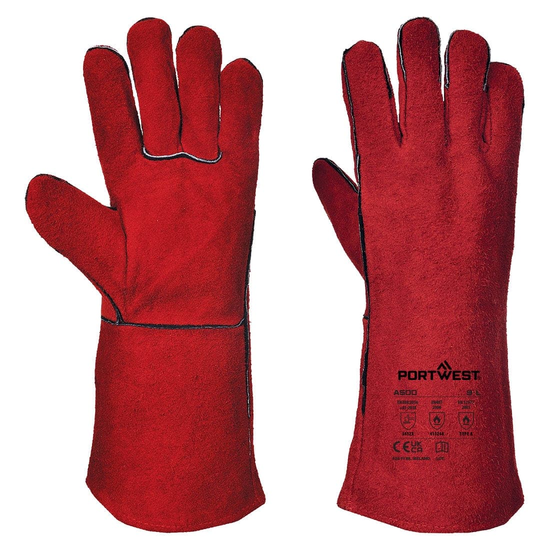 Welders 210 Split Leather Red Gauntlet in Red