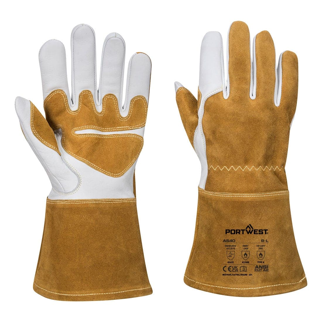 MIG Welders 320 Grain Leather Reinforced Gauntlet in Brown