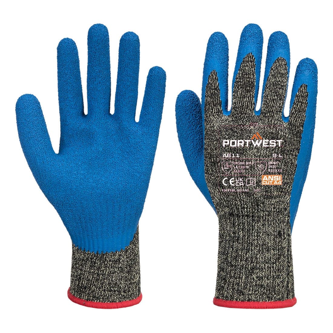 Cut D10 Latex Aramid Glove in Black/Blue