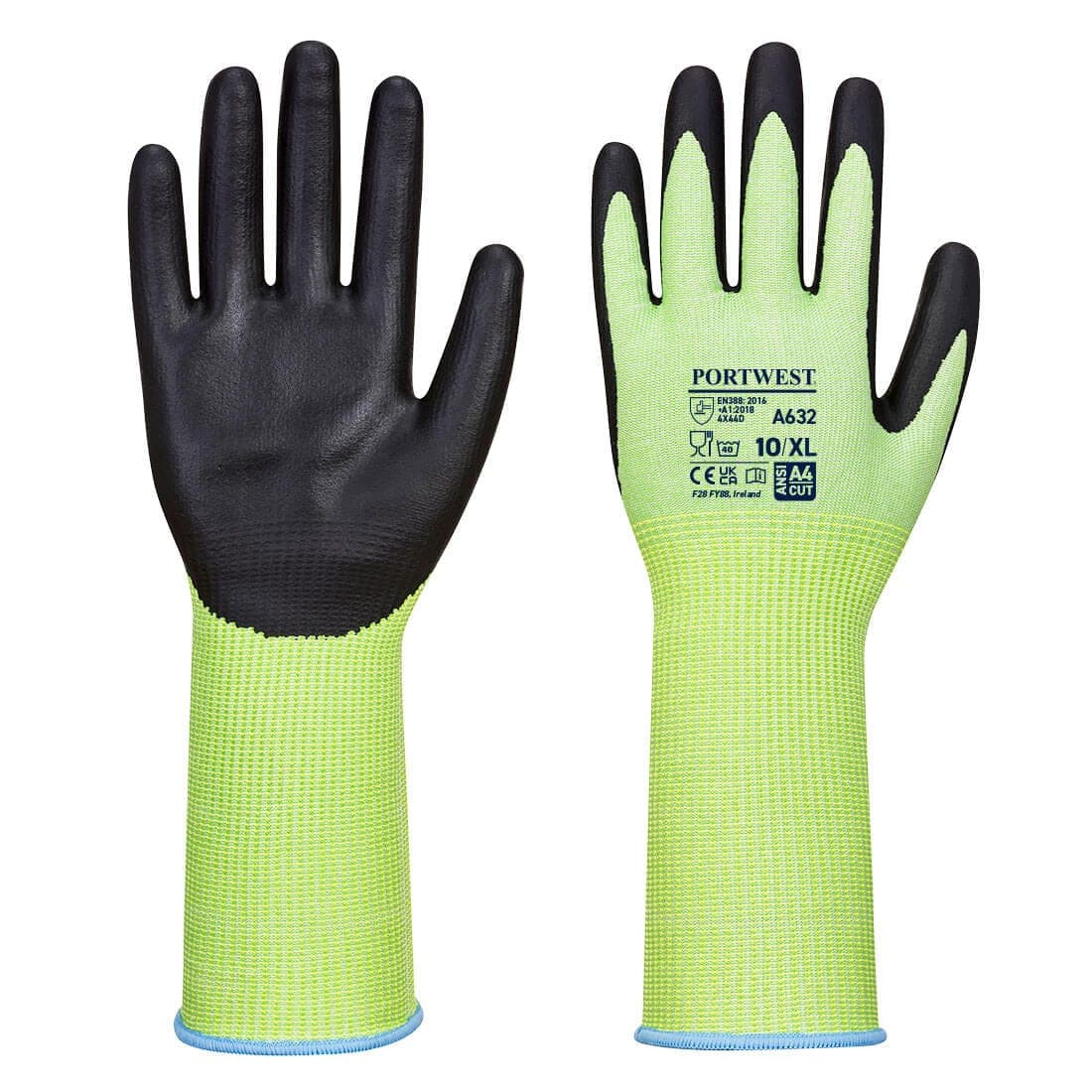 Cut D13 Nitrile Green Long Cuff Glove in Green/Black