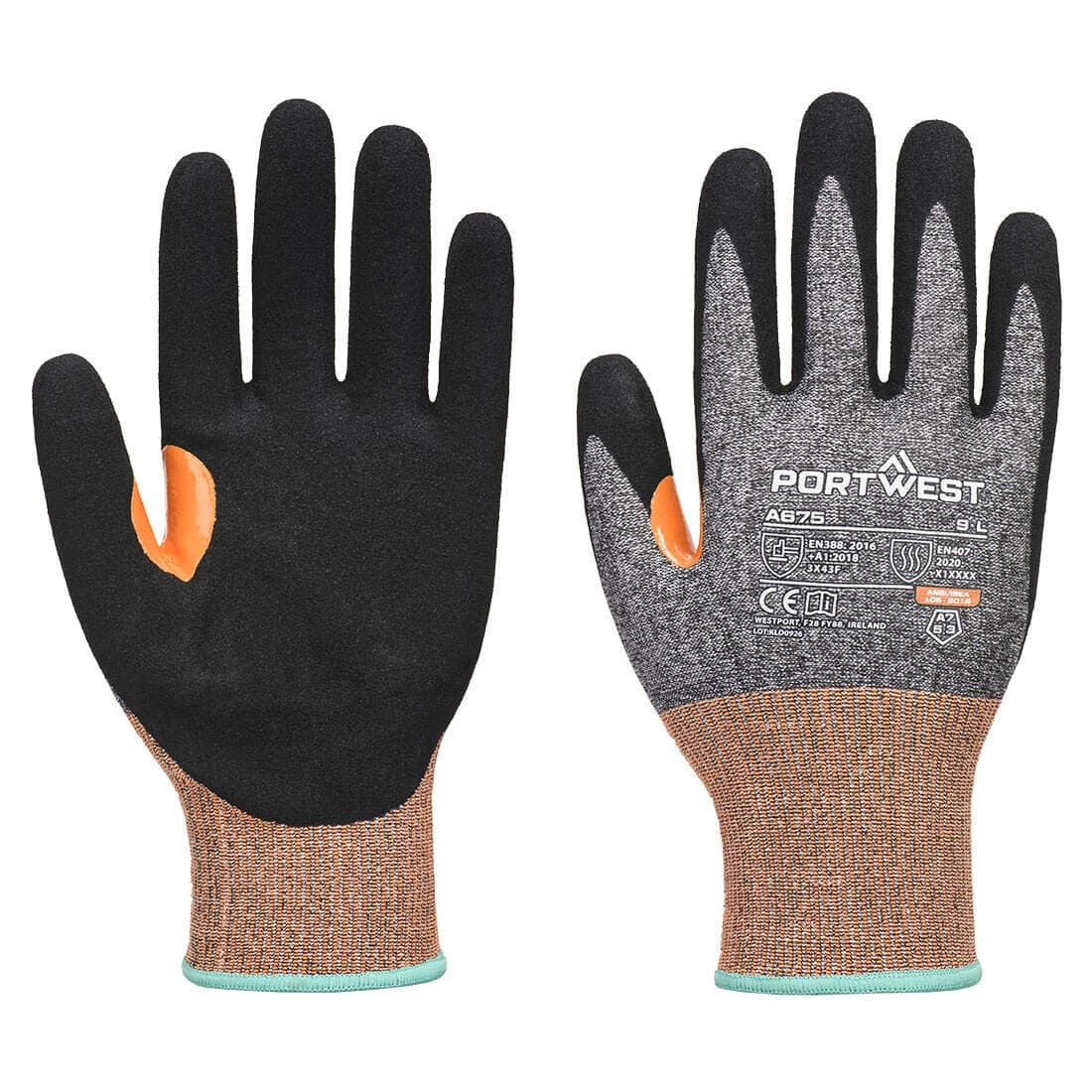 CS Cut G18 Nitrile Sandy Glove A7 in Grey/Black
