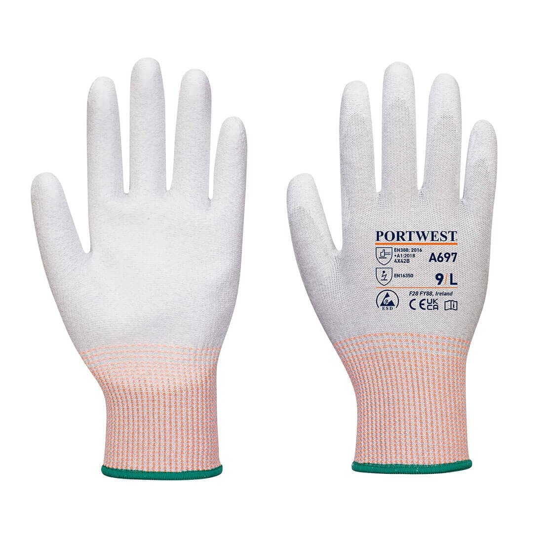 ESD Cut B13 PU Palm Glove (Pk12) in Grey/White