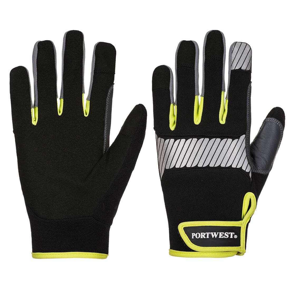 PW3 Mechanic 80 Reflective Utility Glove in Black/Yellow
