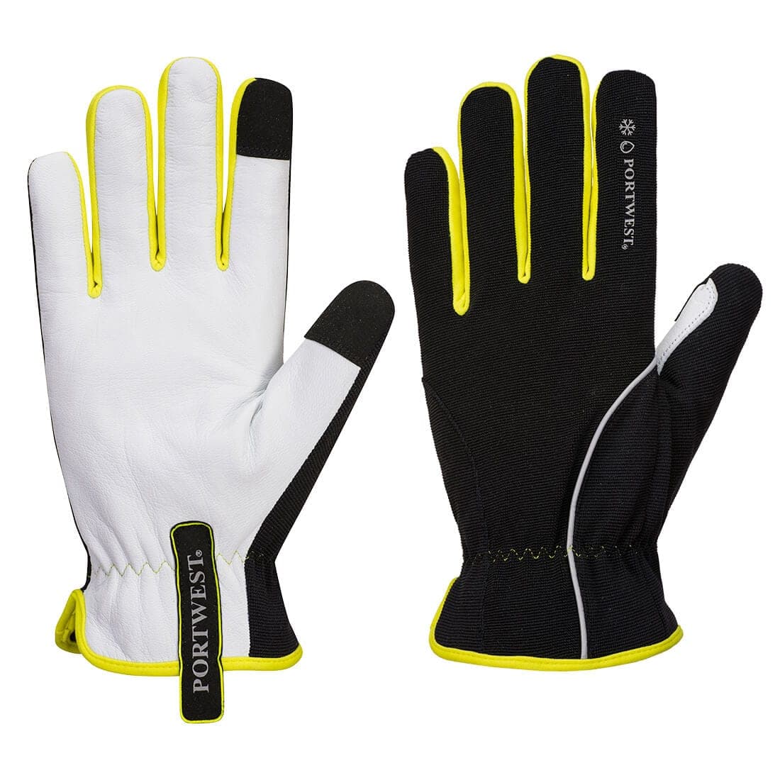 PW3 Mechanic 160 Leather Palm Cold Glove in Black/Yellow