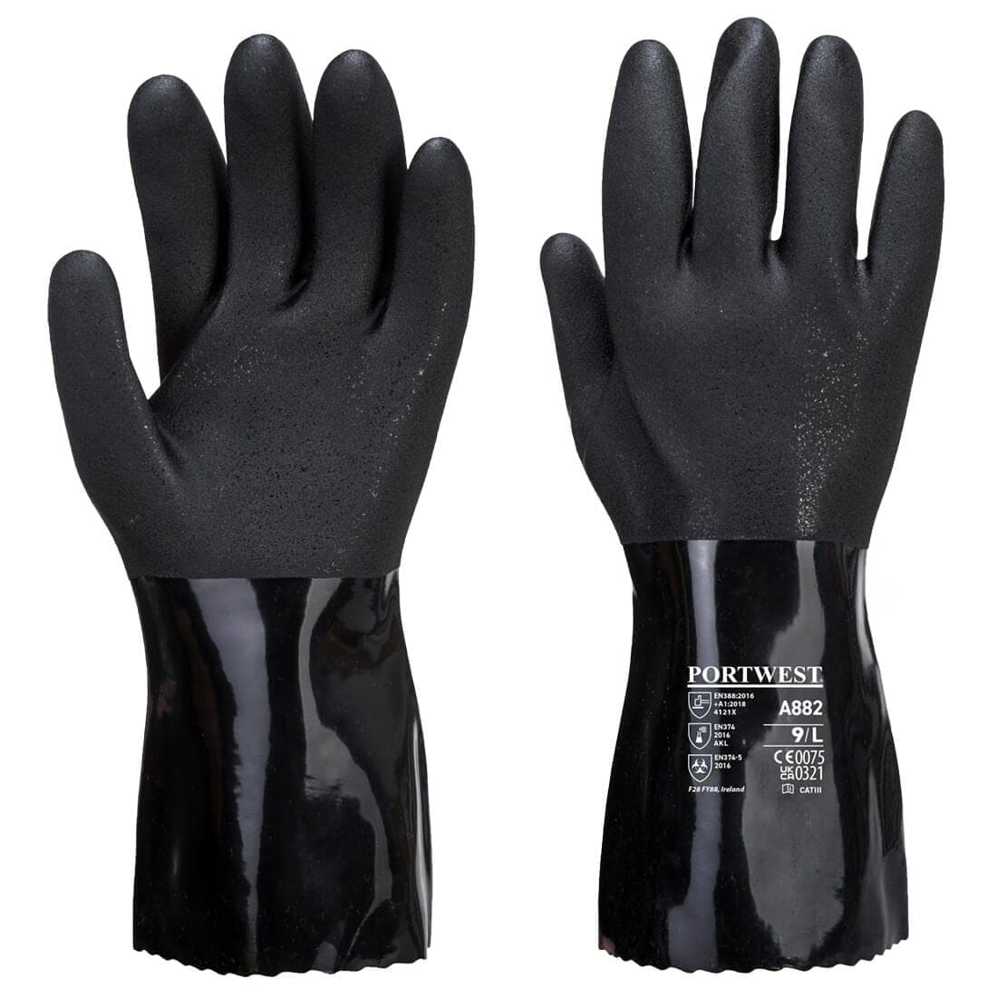 ESD PVC Chemical Gauntlet in Black
