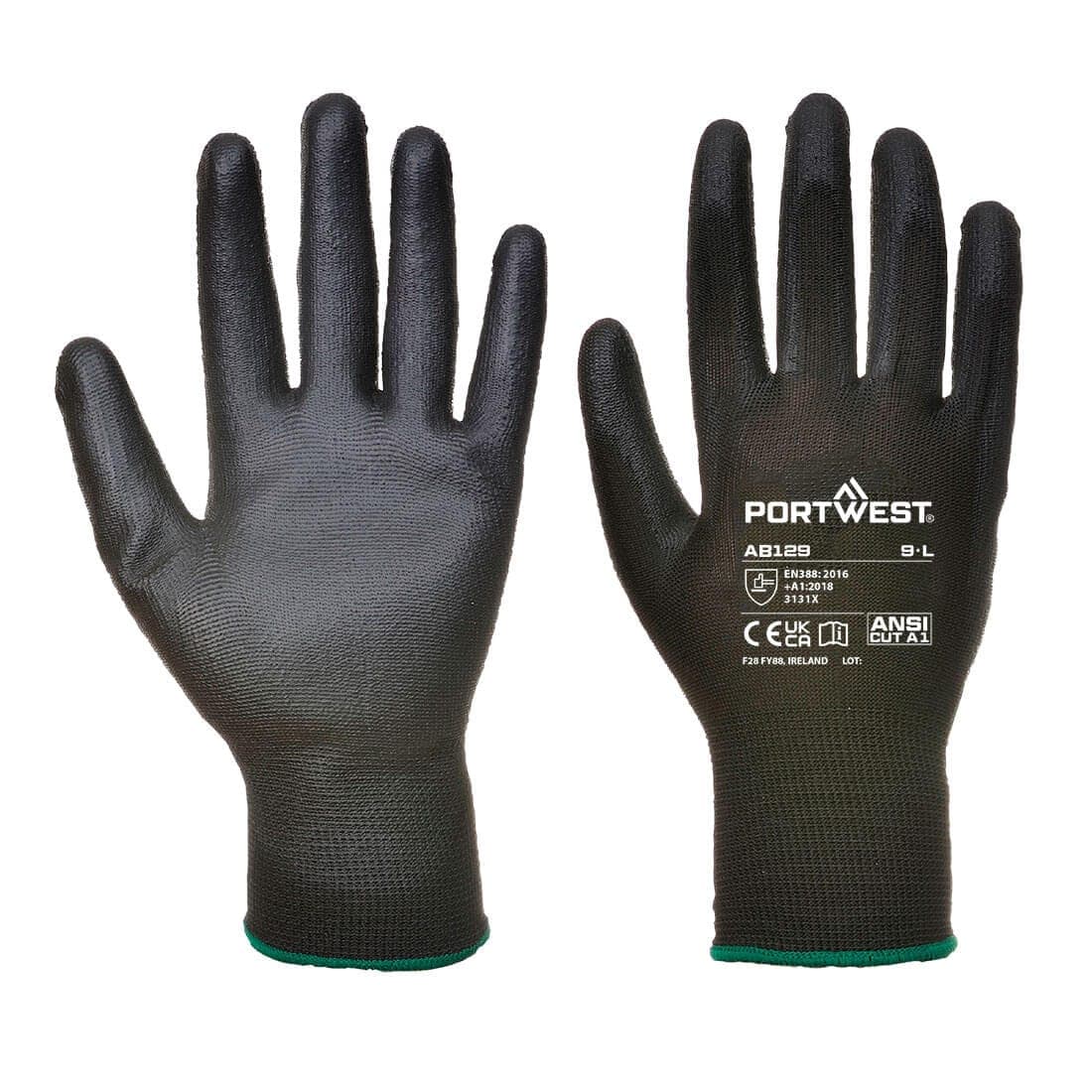 Grip 13 PU Palm Essential Full Box (288 Pairs) in Black