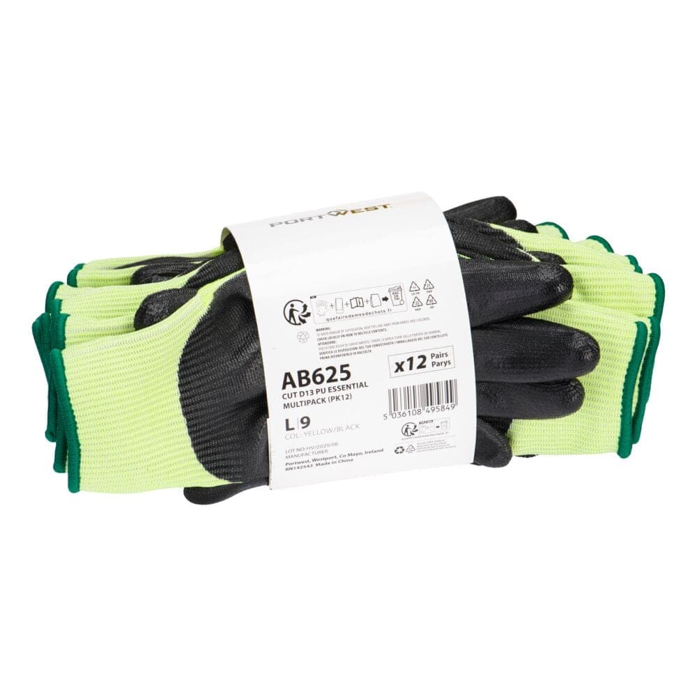 Cut D13 PU Essential Multipack (PK12) in Yellow/Black