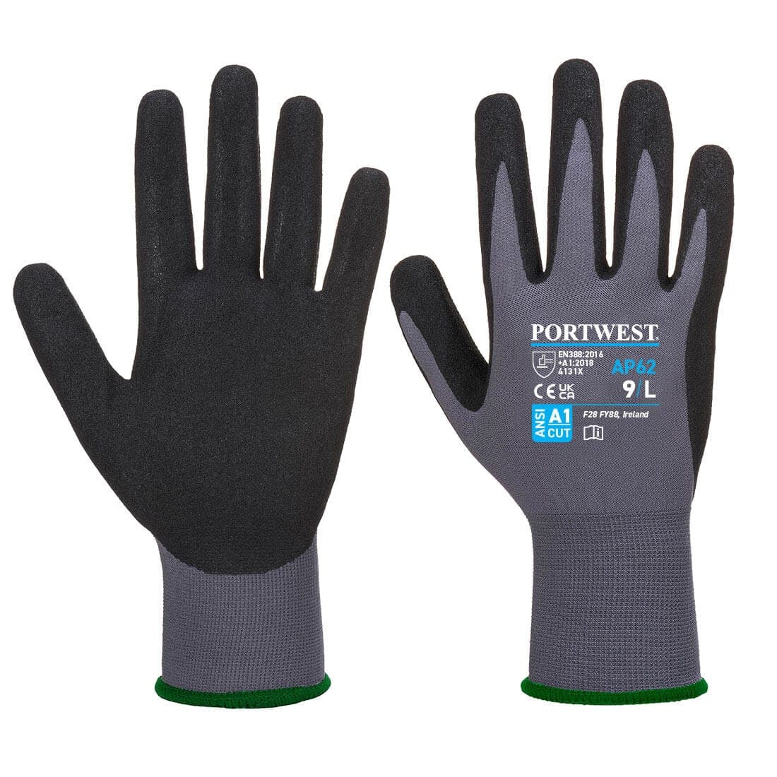 Grip 15 Nitrile Sandy Aqua Glove in Grey/Black
