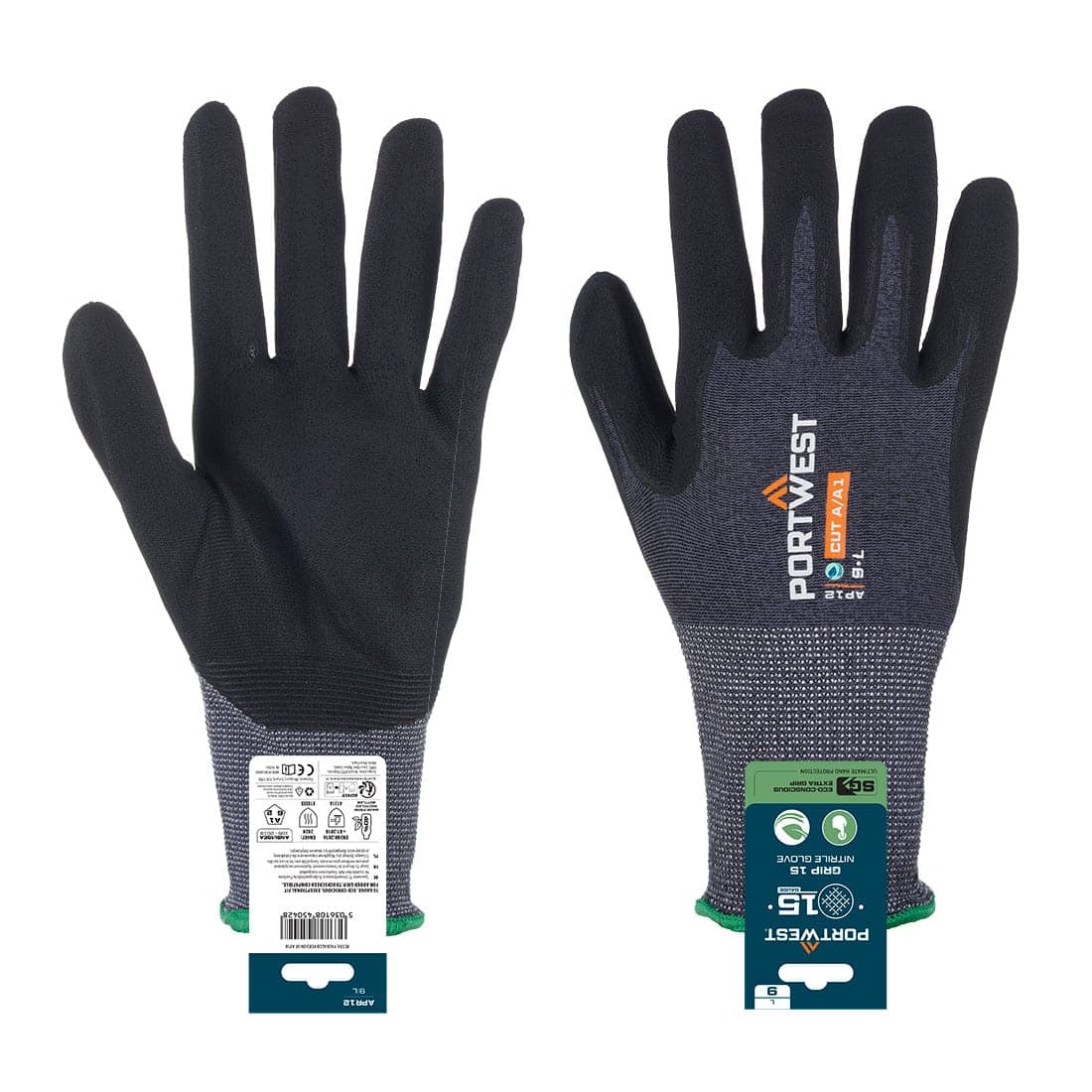 SG Grip 15 Nitrile Glove (Retail) in Grey/Black