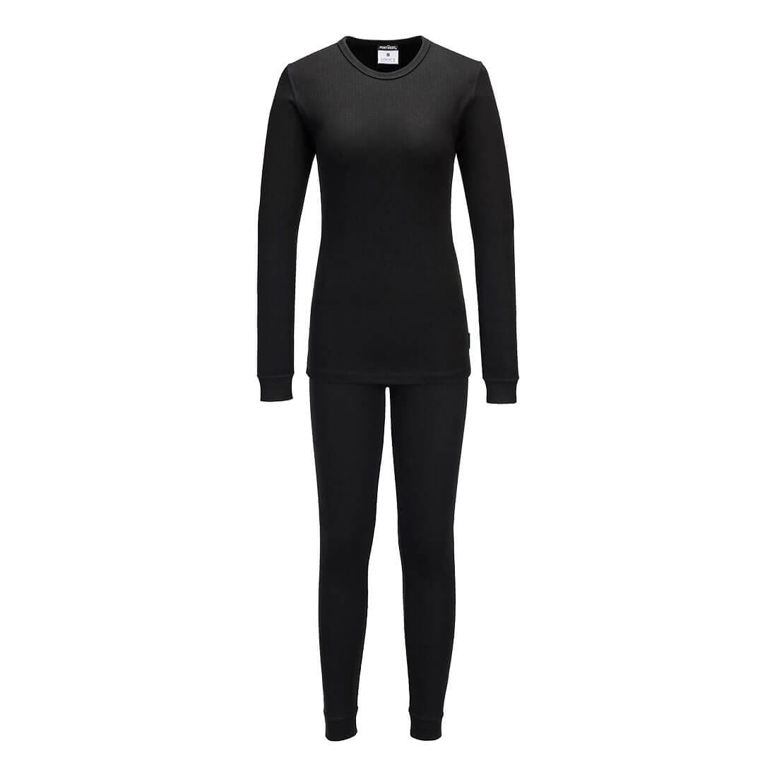 Womens Thermal Base Layer Set in Black
