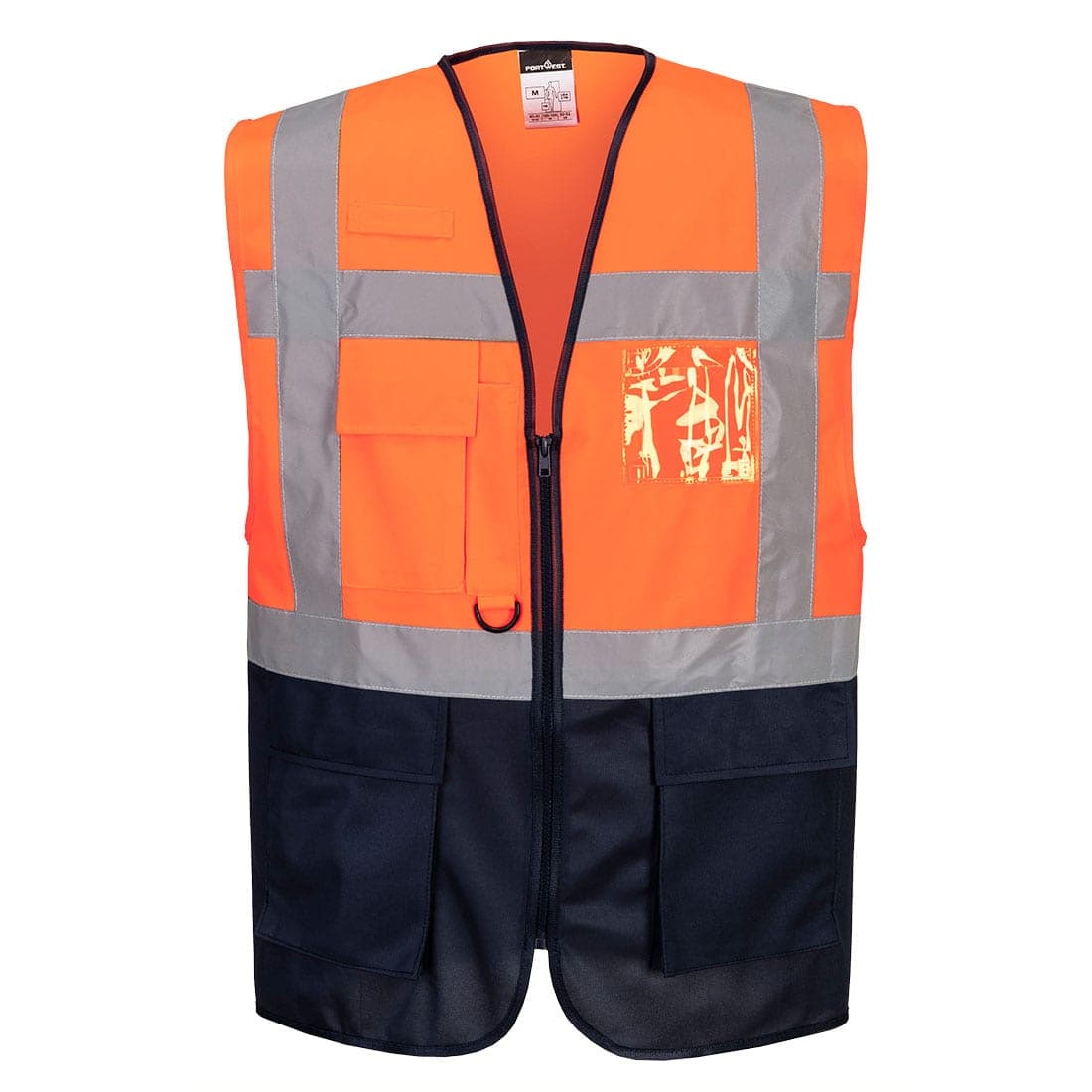 Warsaw Hi-Vis Contrast Executive Vest in Orange/Navy