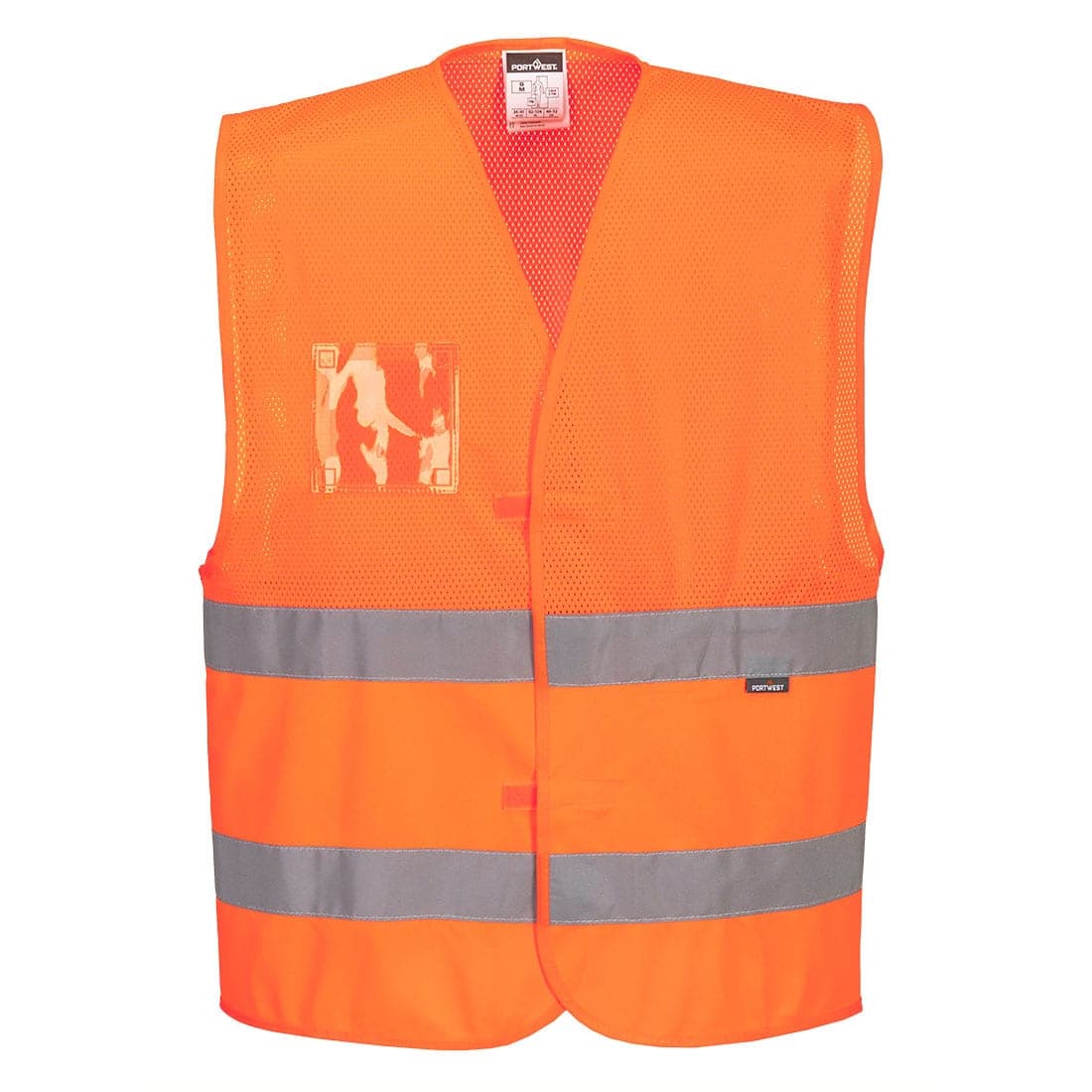 Hi-Vis Half Mesh Two Band Vest in Orange