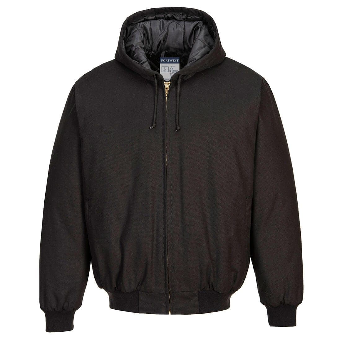Duck Quilt Lined Hooded Jacket in Black