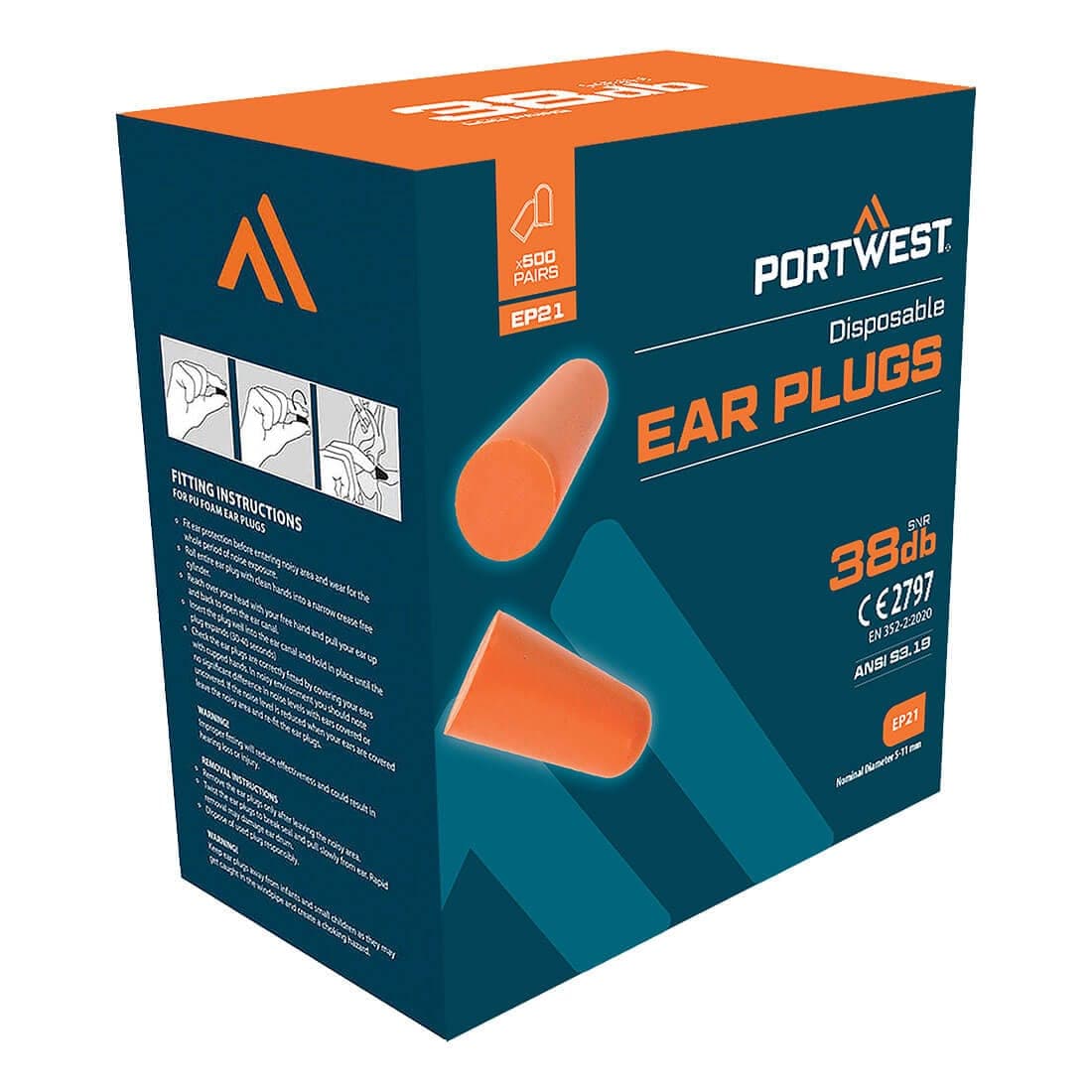 Ear Plug Dispenser Refill Pack (500 Pairs) in Orange
