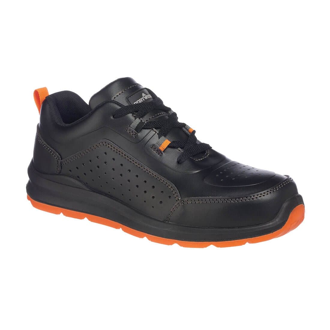 Composite Action Leather Trainer S1P SRC in Black/Orange