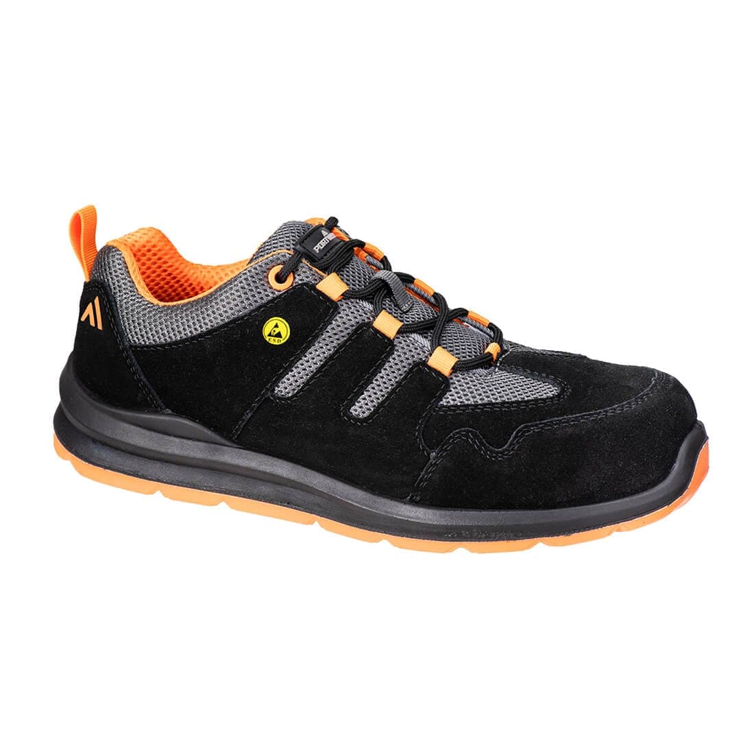 Composite Cow Suede Leather Trainer S1 ESD SR FO in Black/Grey