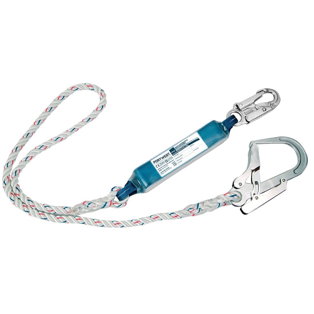 Single 1.8m Lanyard With Shock Absorber in White