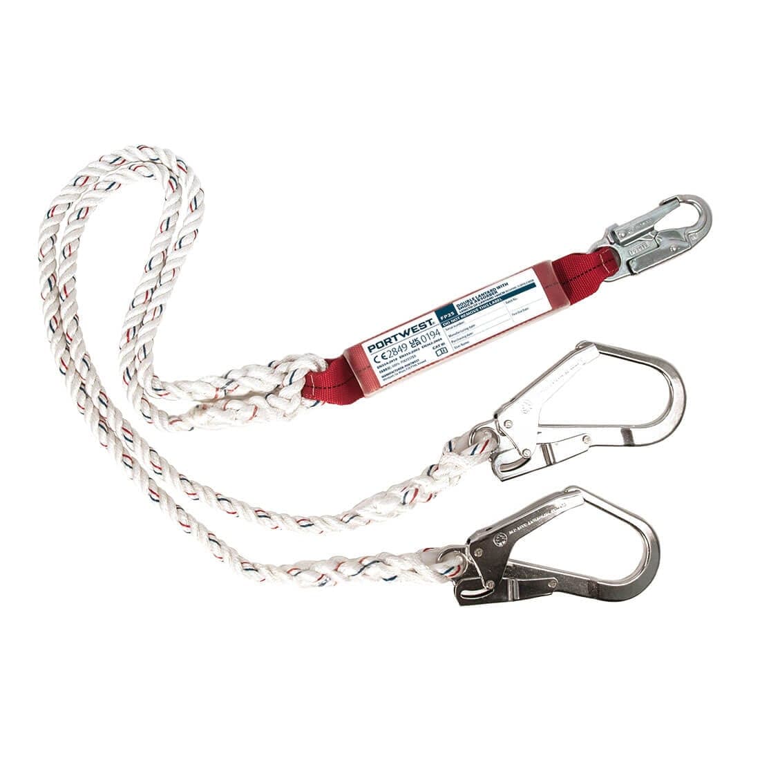 Double 1.8m Lanyard With Shock Absorber in White
