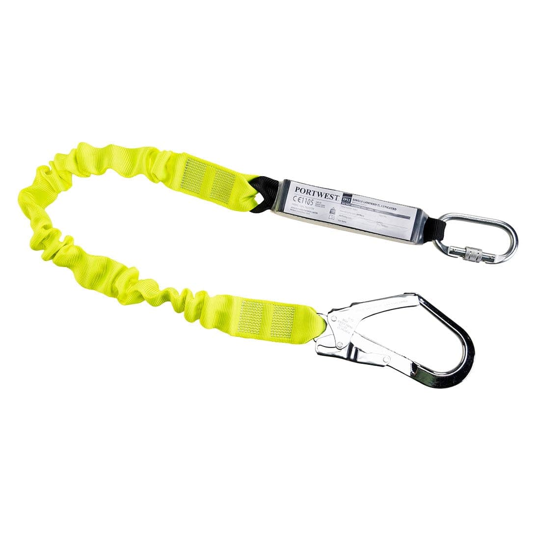 Single Elasticated 1.8m Lanyard With Shock Absorber in Yellow