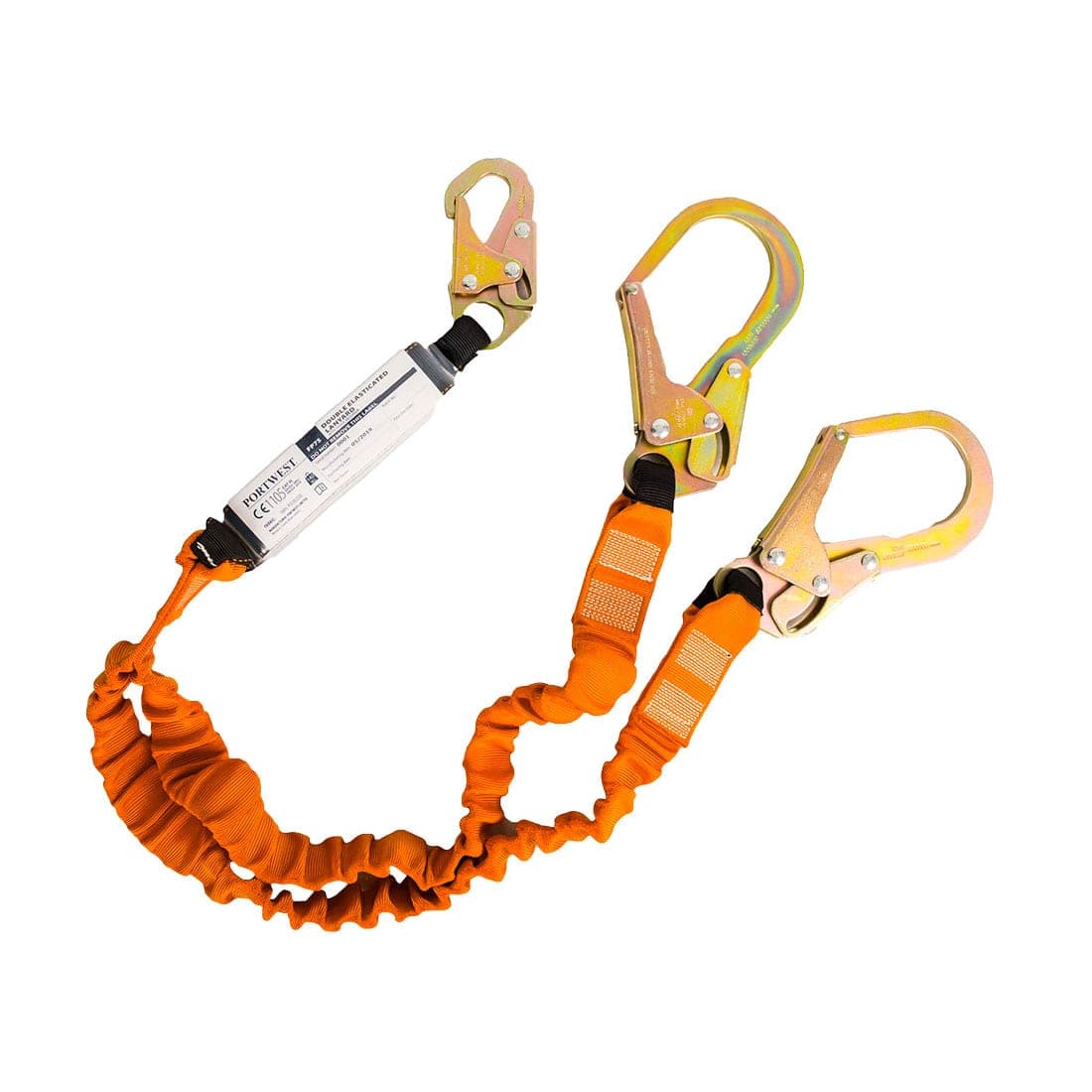 Double 140kg 1.8m Lanyard with Shock Absorber in Black/Orange