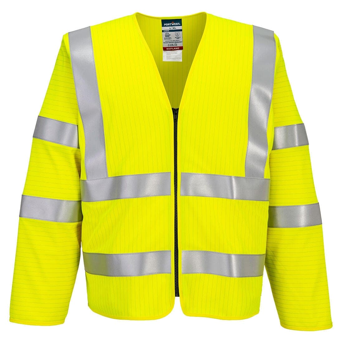 Bizflame Hi-Vis FR Long Sleeve Zip Vest in Yellow