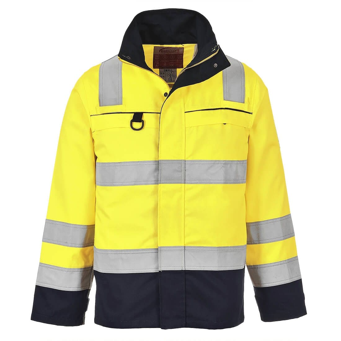 Bizflame Work Hi-Vis Multi-Norm Contrast FR Jacket in Yellow/Navy