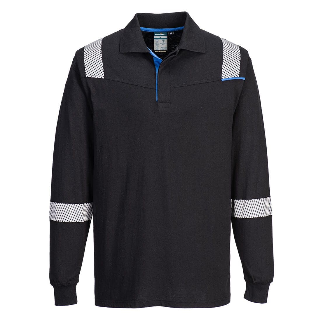 WX3 Modaflame Knit FR Long Sleeve Polo Shirt in Black