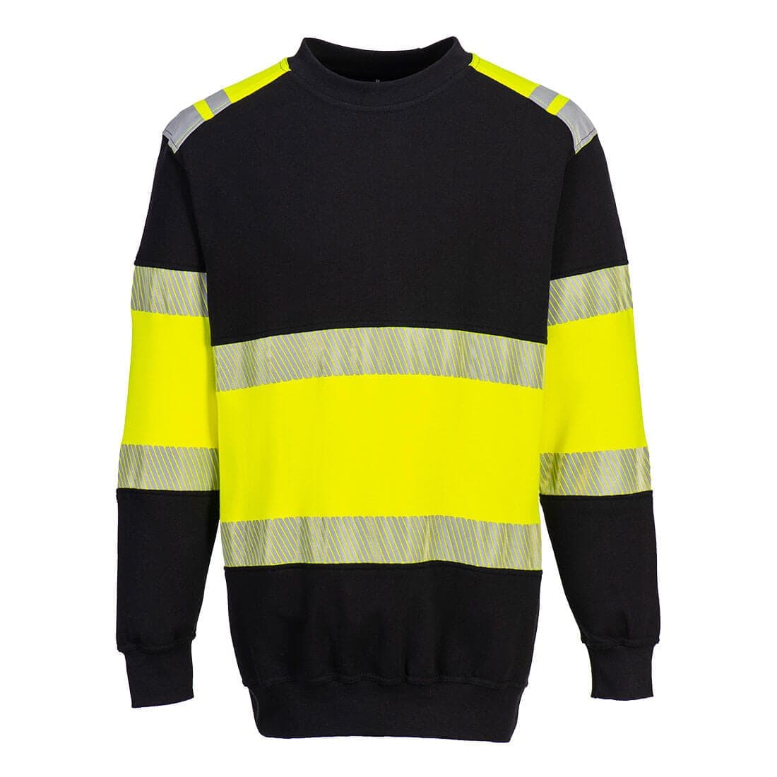 PW3 Modaflame Knit Hi-Vis Class 1 FR Sweatshirt in Yellow/Black