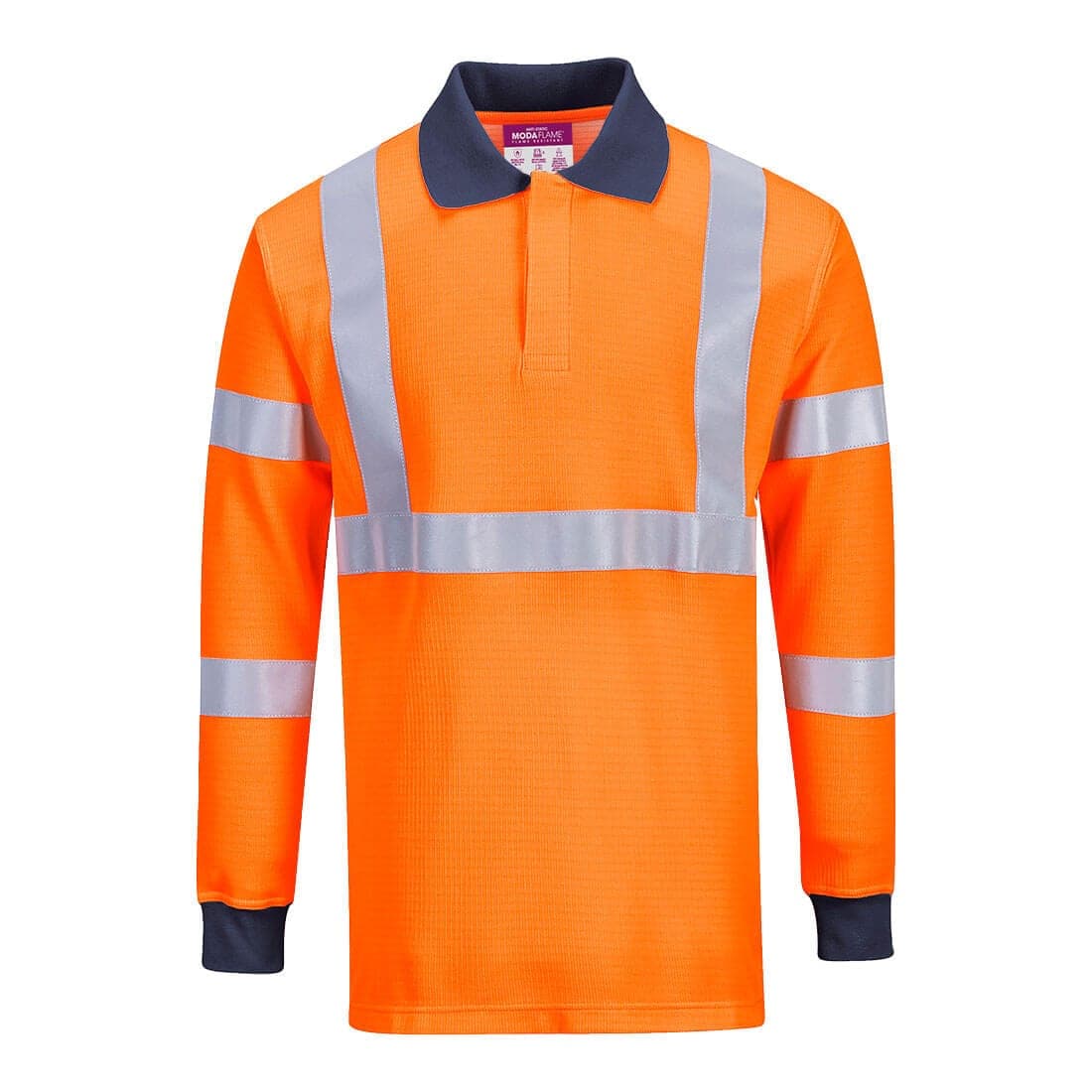Modaflame Knit HVO FR Long Sleeve Polo Shirt in Orange