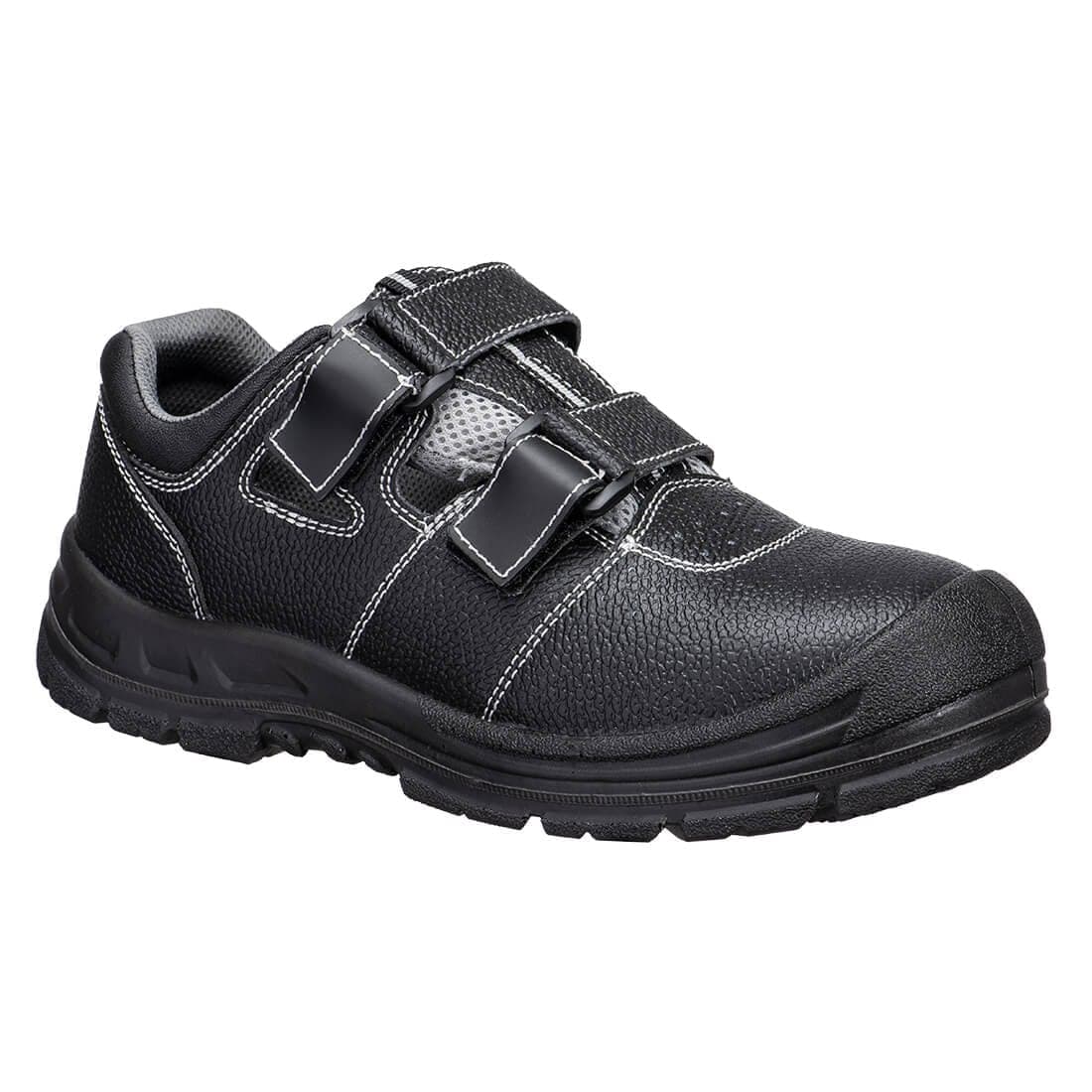Steel Action Leather Sandal S1P SR FO in Black/Grey