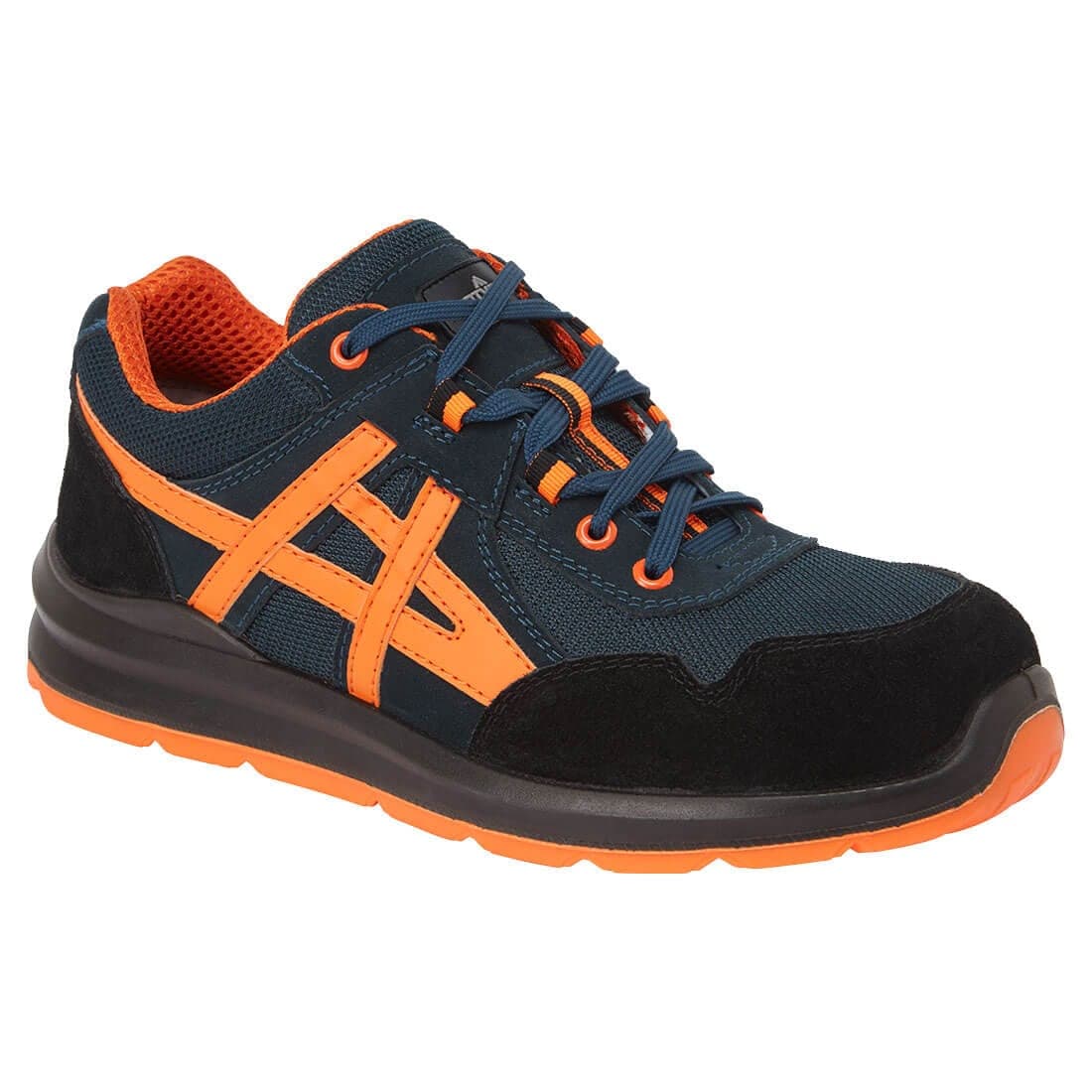Steel Leather and Textile Trainer S1 FO SR in Black