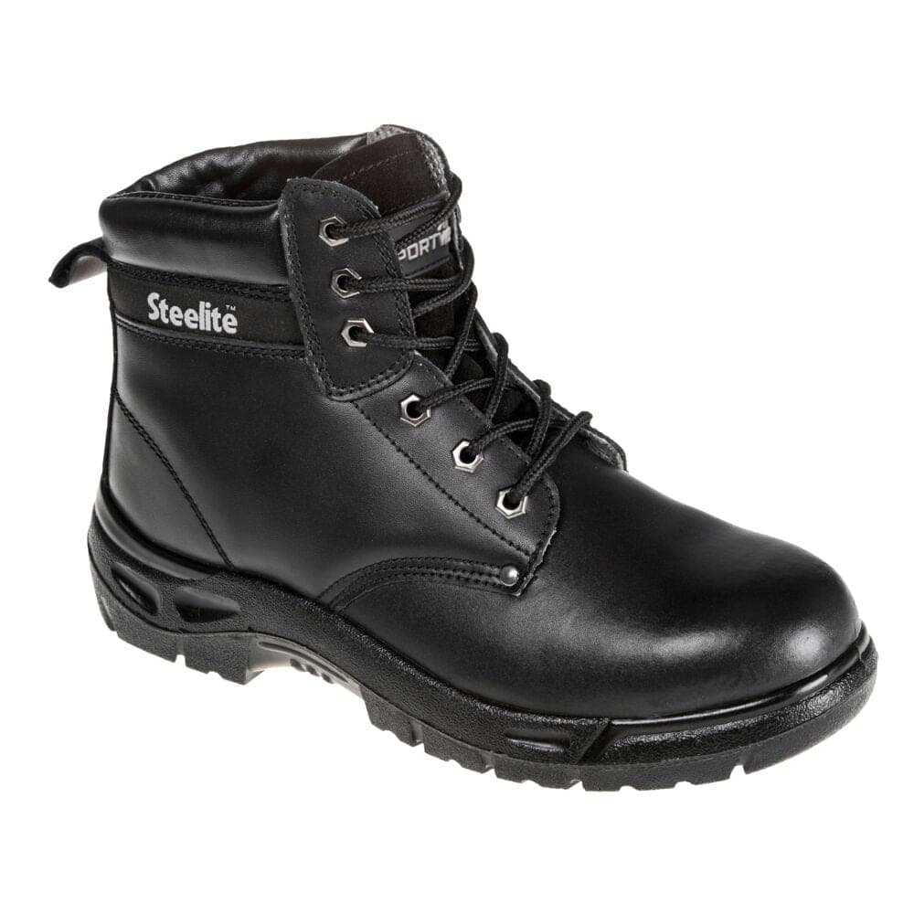 Steel Action Leather Ankle Boot S3 SR in Black